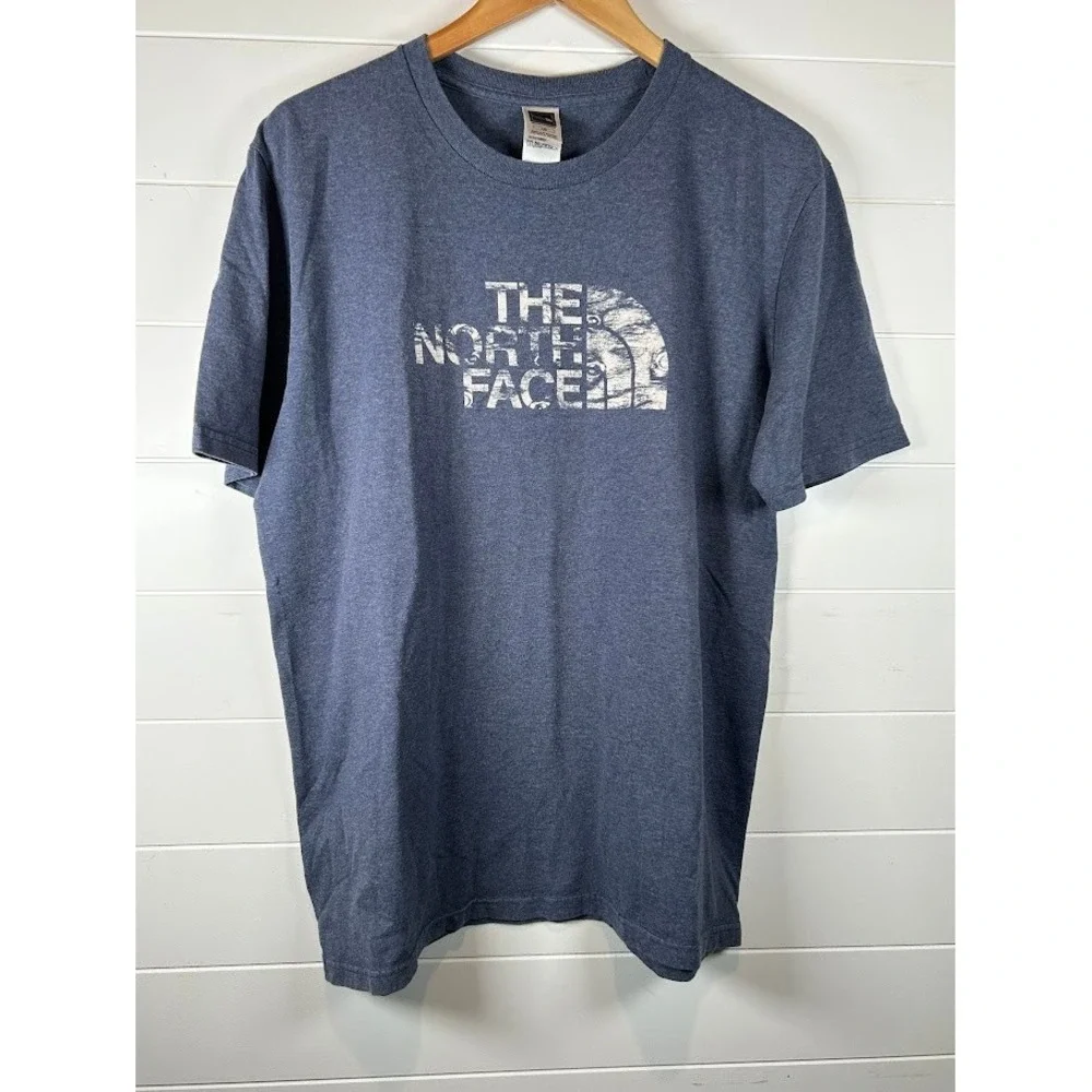 The North Face‎ Mens Blue Heathered Graphic Logo Short Sleeve T-Shirt Large L/G
